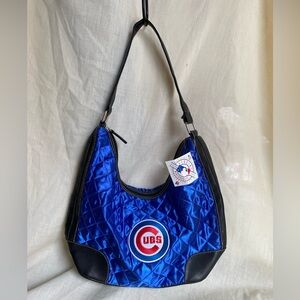 NEW WOMENS CHICAGO CUBS QUILTED PURSE ZIPPER SHOULDER BAG MLB BASEBALL BLUE